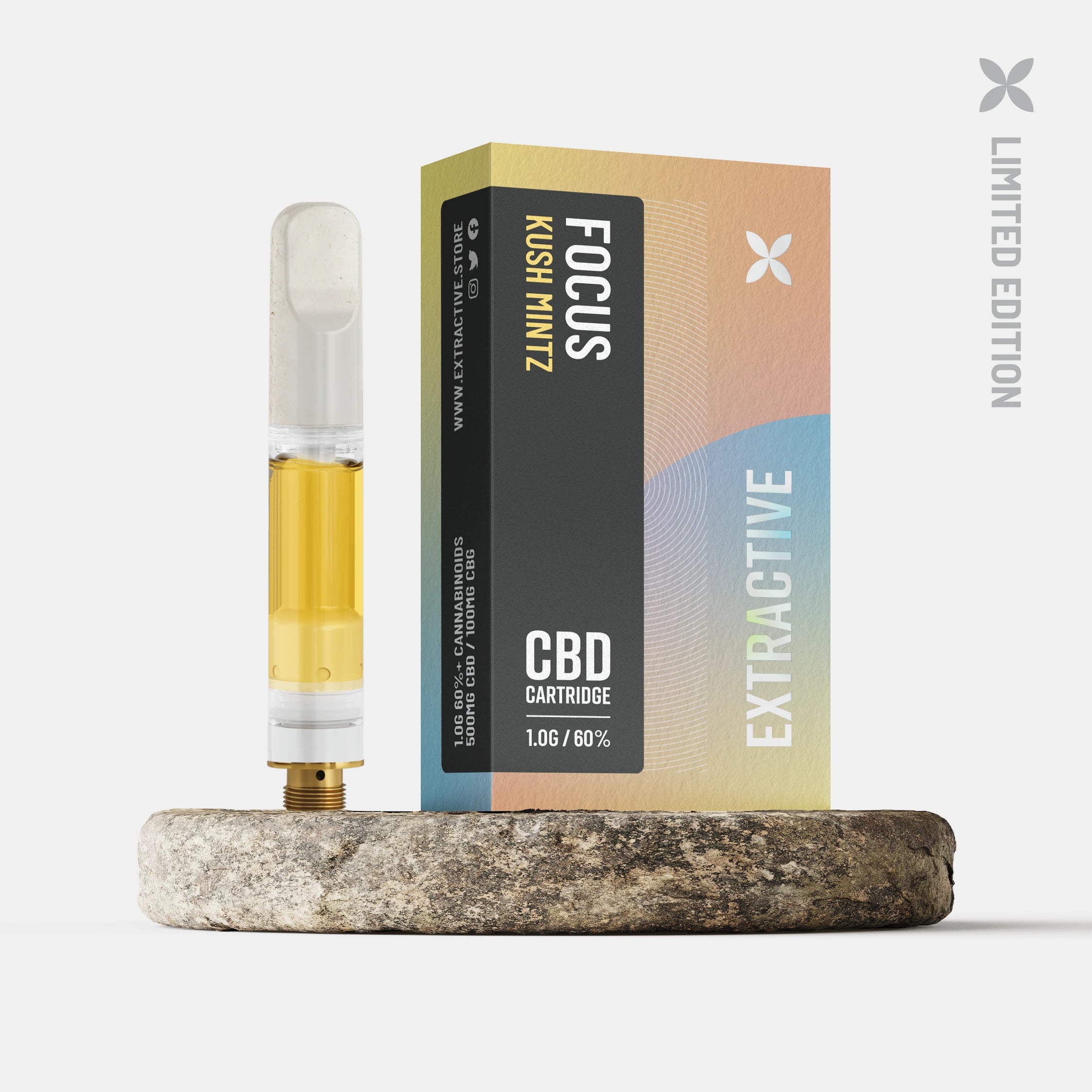 focus - cbd vape cartridge - 1.0g uncut oil - limited edition line- kush  mintz