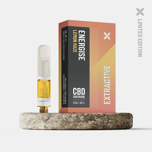 Energise - CBD Vape Cartridge - 0.5g Uncut Oil- Limited Edition Line - Lemon Haze - 60%+ Cannabinoids