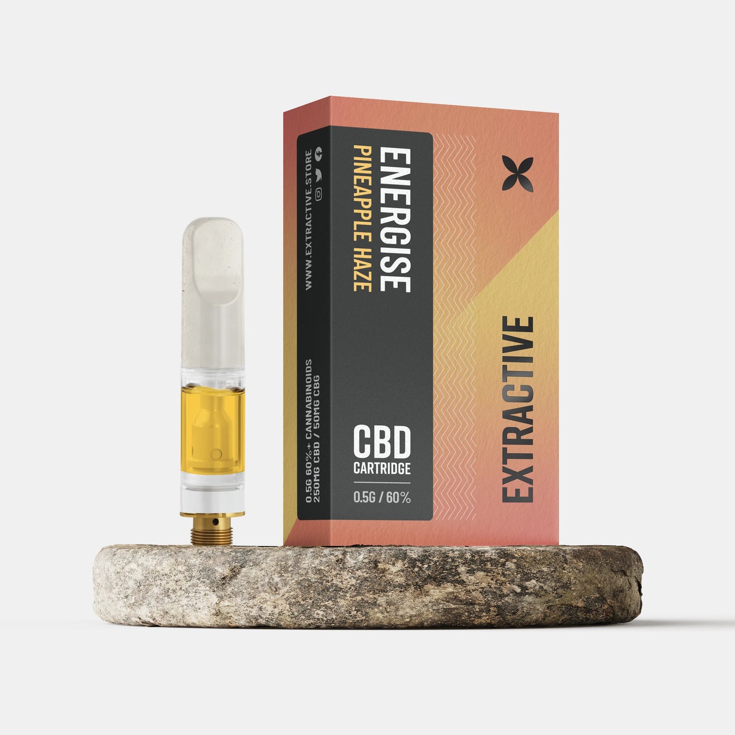 Energise- CBD Vape Cartridge - 0.5g Uncut Oil - Artisan - Pineapple Haze - 60%+ Cannabinoids