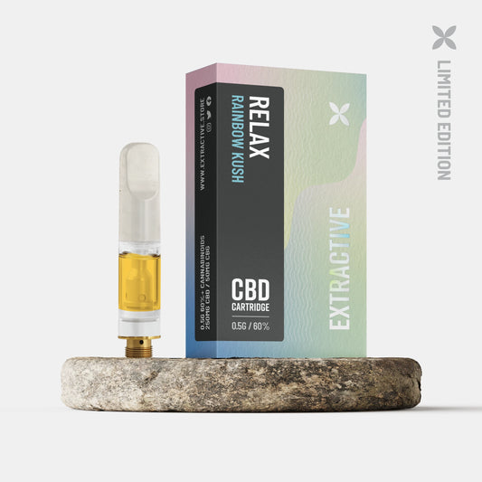 Relax - CBD Vape Cartridge - 0.5g Uncut Oil- Limited Edition Line - Rainbow Kush - 60%+ Cannabinoids