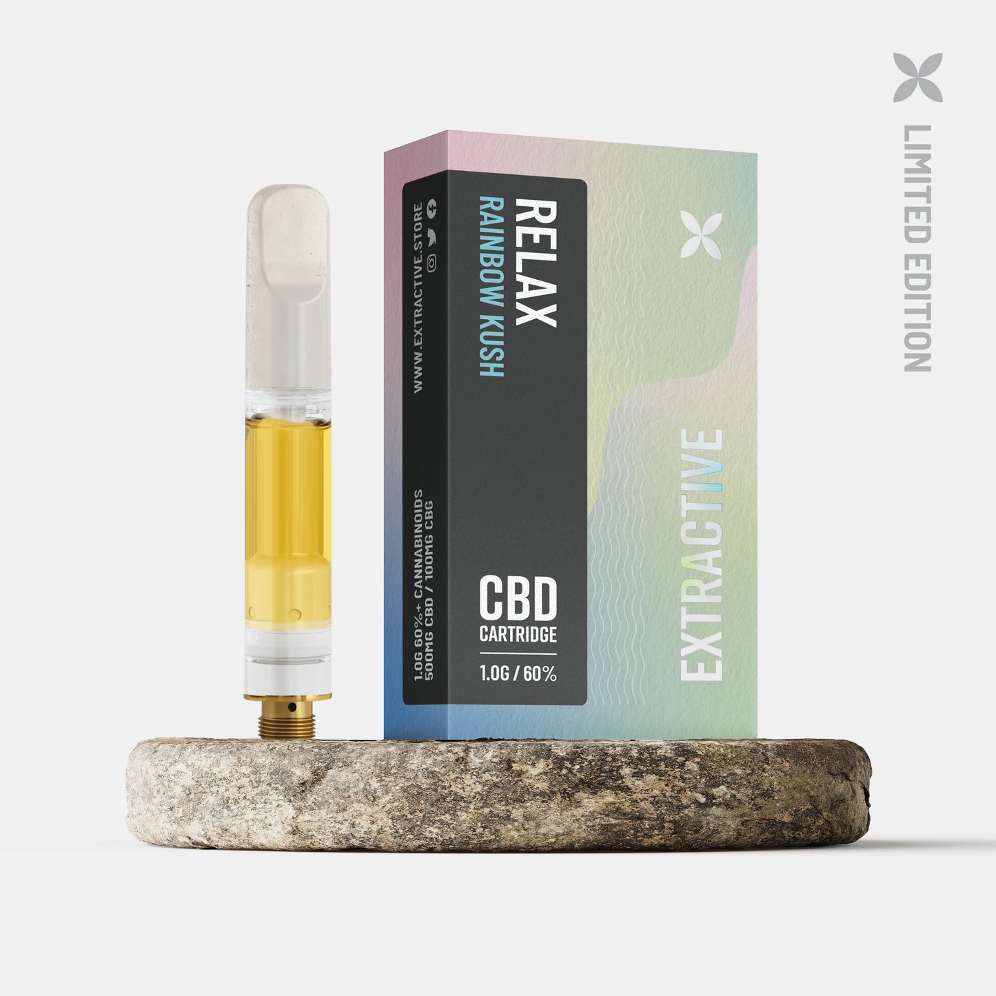 Relax - CBD Vape Cartridge– 1.0G Uncut Oil - Limited Edition Line - Rainbow Kush - 60%+ Cannabinoids
